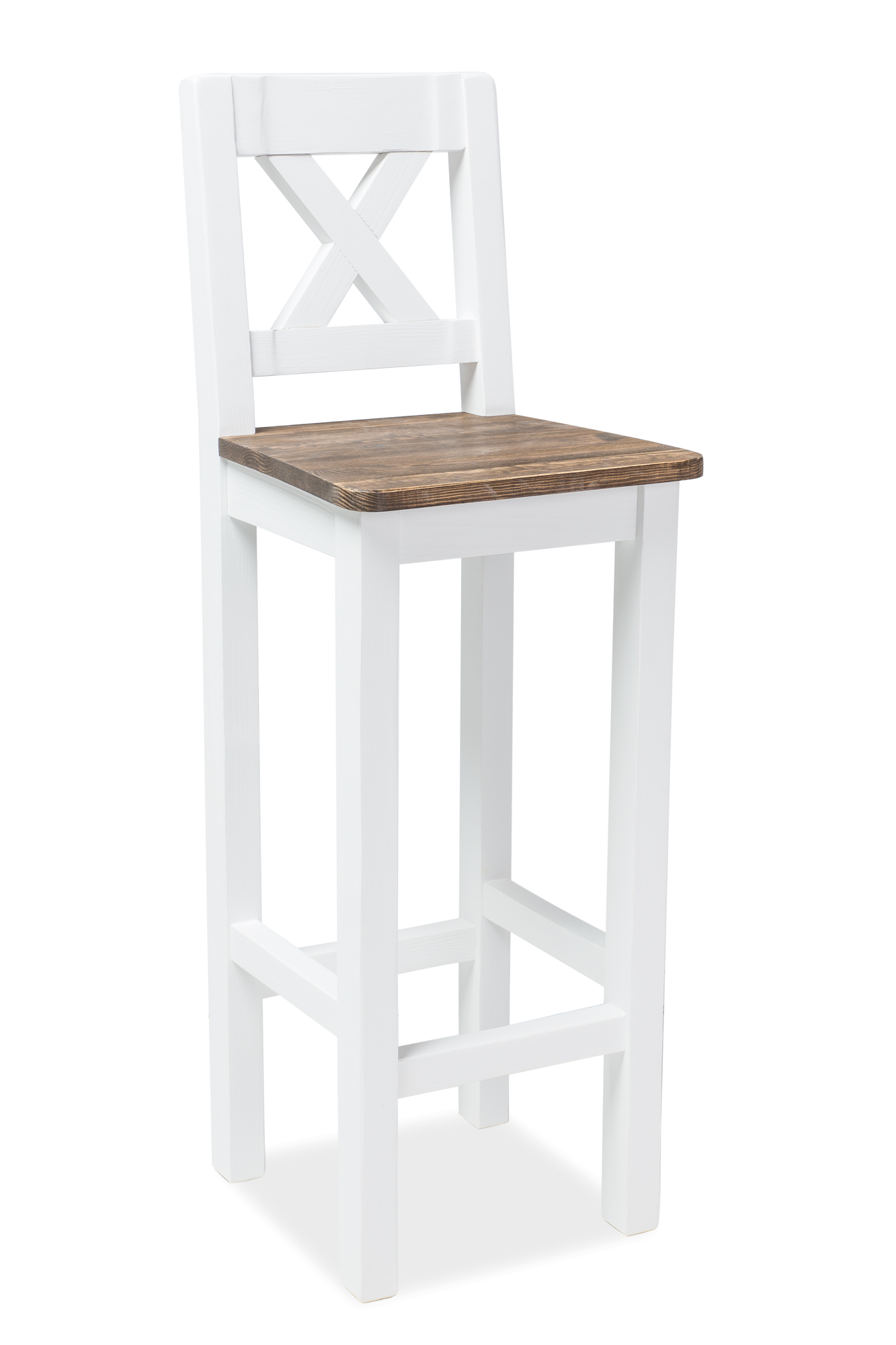 barová stolička POPRAD, farba brunatny vosk/biela