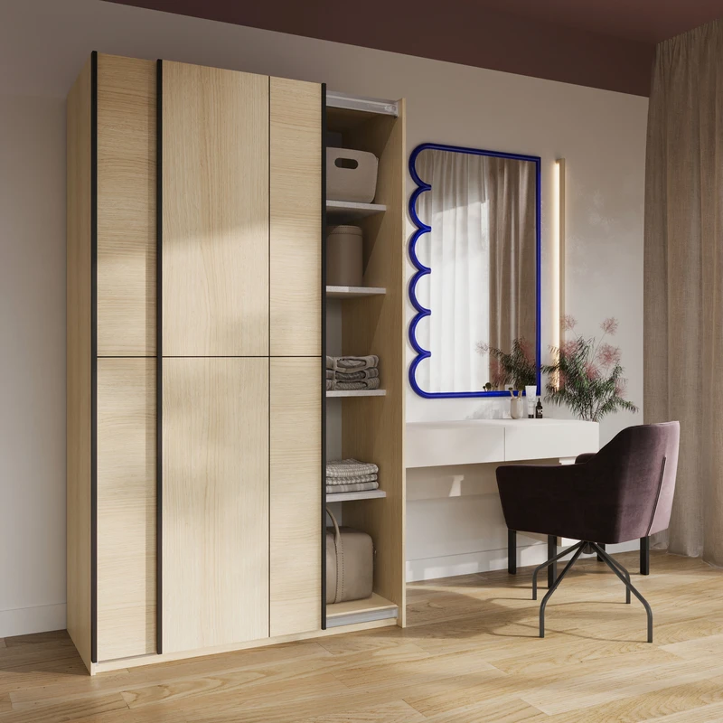 CUBE skriňa s posuvnými dverami ..64, šírka 120, dub lindberg