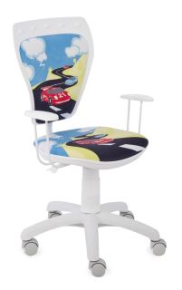 MINISTYLE WHITE GTP + opierky GTP28 FIX, kancelárska stolička detská, TURBO 