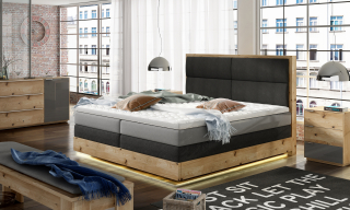 TRENTO boxspring massiv wood posteľ s LED osvetlením