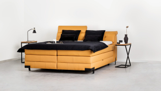 MASSA kožená boxspring posteľ s úložným priestorom 
