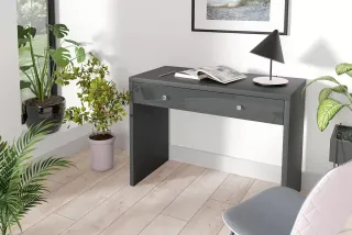 IVO písací stôl, šedá/šedý lesk 