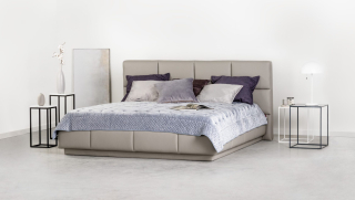 ASTI celočalúnená kožená posteľ s úložným priestorom