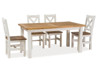 stôl POPRAD + stoličky POPRAD  (1+4/1+6), farba hnedá medová/borovica patina