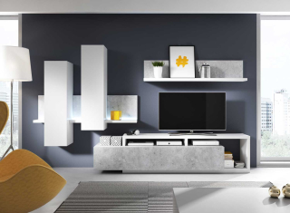 BORNEO obývacia zostava, biela/beton colorado