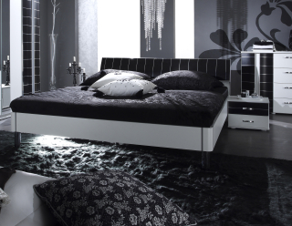 SANTIAGO posteľ 180, farba biela/čierna 