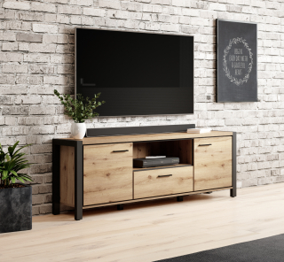 AKTIV TV komoda ..41, sektorový obývací nábytok, dub taurus/čierny mat